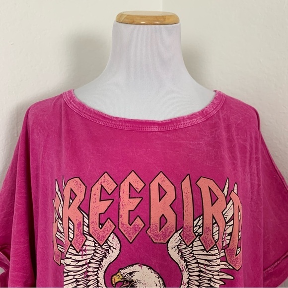 HRT & LUV Mineral Washed Tee Shirt Dress Freebird 2XL Pink Knee Length - Picture 10 of 14